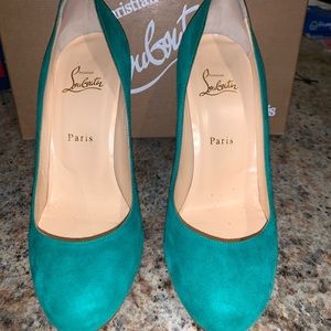 Christian Louboutin Ron Ron 100mm Suede Mint Pump